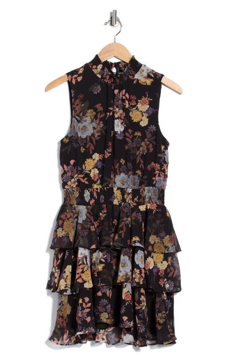 Floral Smocked Waist Tiered Minidress