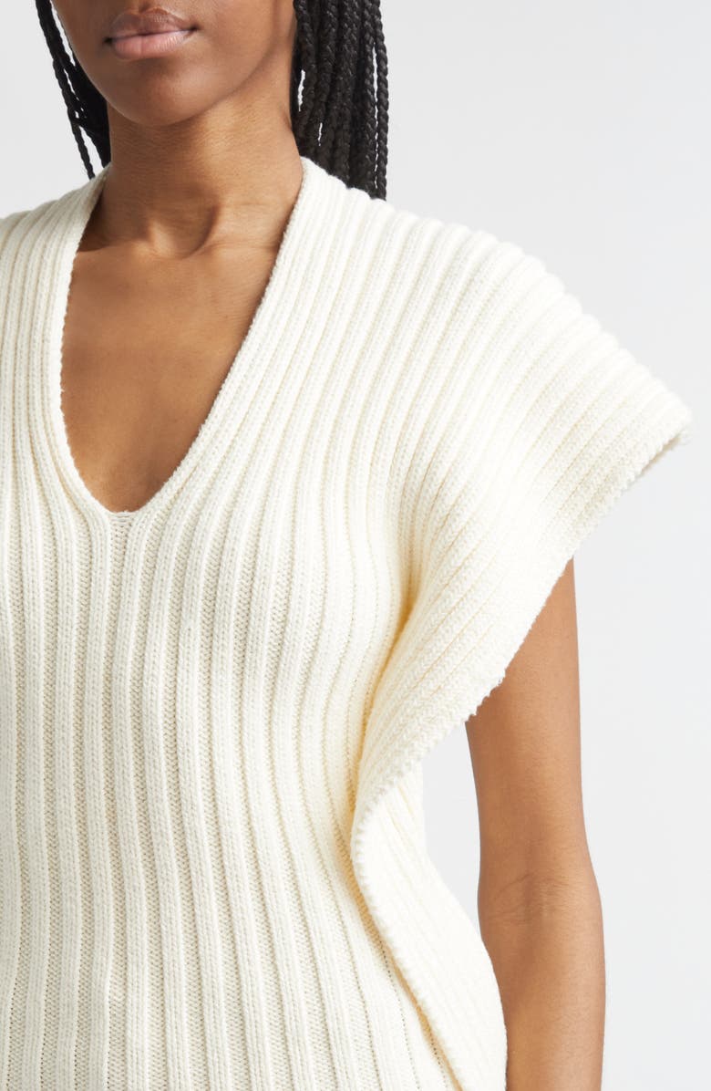 OSSOU Greer Cutout Rib Cotton Sweater, Alternate, color, Ecru
