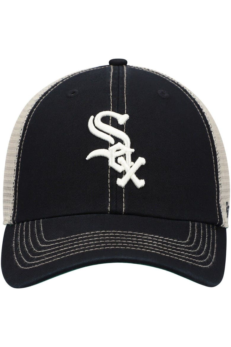 Men's '47 Black Chicago White Sox Trawler Clean Up Trucker Snapback Hat, Alternate, color, Black