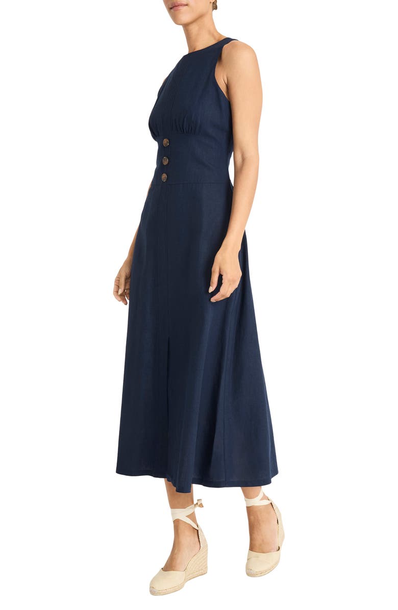 Maggy London Sleeveless Linen Blend Fit & Flare Dress, Alternate, color, Navy Blazer