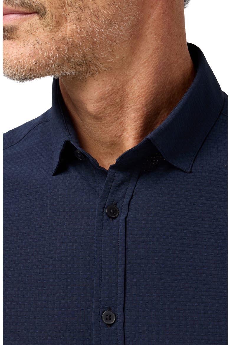 Porter Trim Fit Short Sleeve Performance Button-Up Shirt, Alternate, color, NAVY