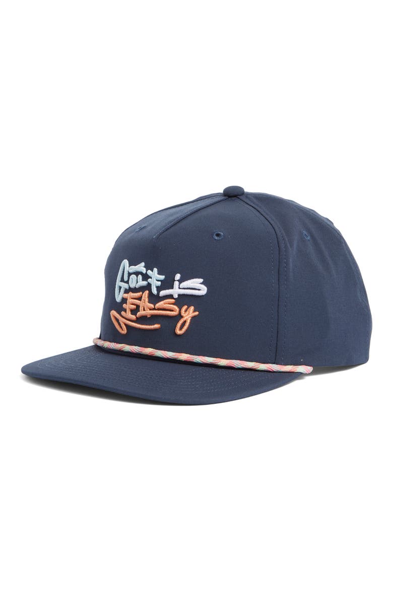 Golf is Easy Embroidered Adjustable Hat, Main, color, NAVY