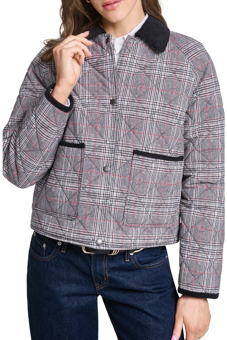 Quilted Barn Jacket, Main, color, BLACK/ WHITE