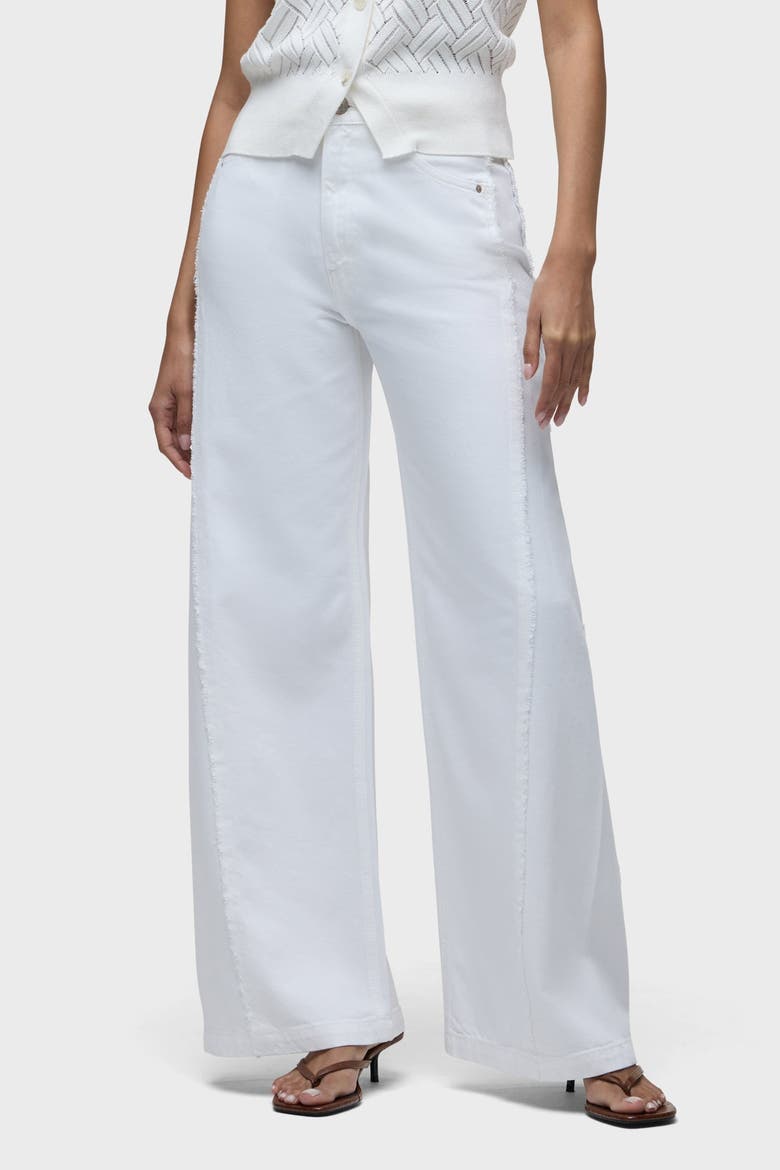 Jodie Frayed Seam Loose Wide Leg, Alternate, color, WHITE
