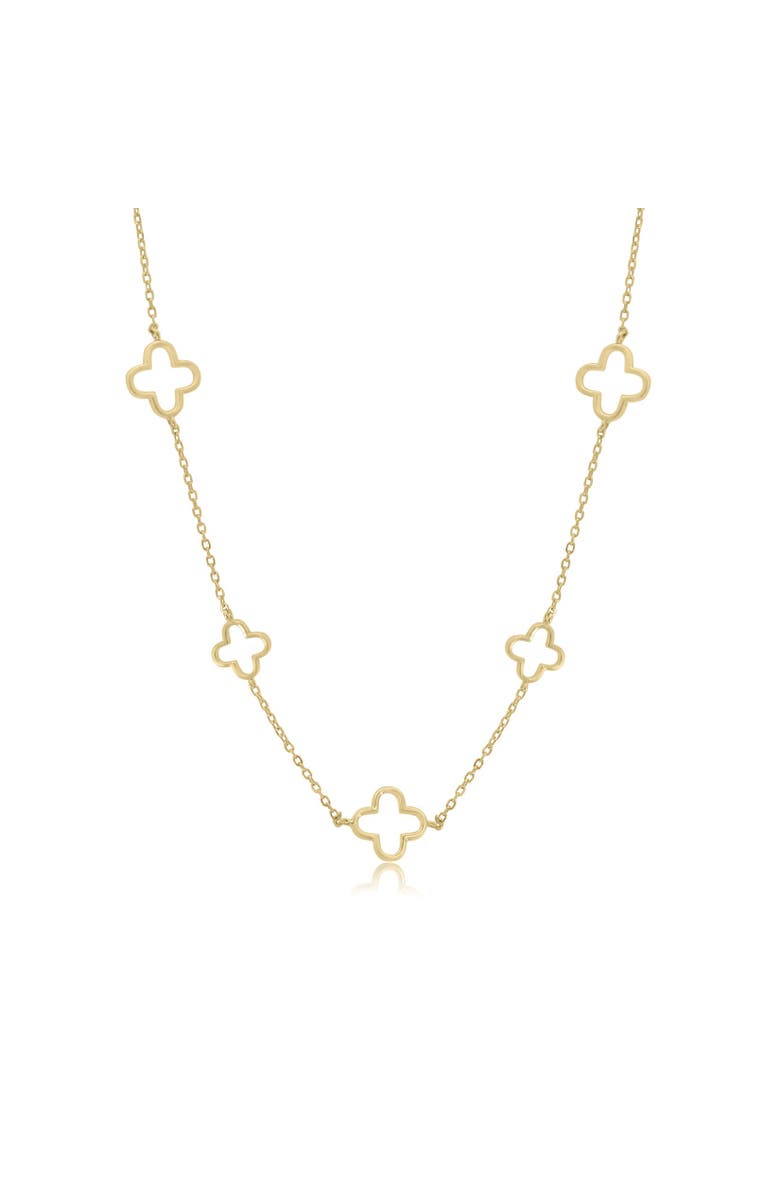 The Lovery Fine Jewelry Alternating Open Clover Necklace, Main, color, Gold-Plated Sterling Silver