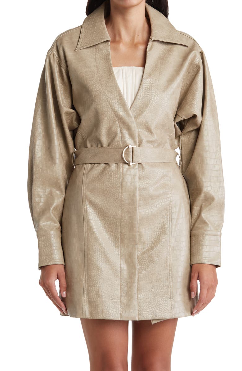 NICHOLAS Ashton Snakeskin Embossed Faux Leather Dress, Alternate, color,