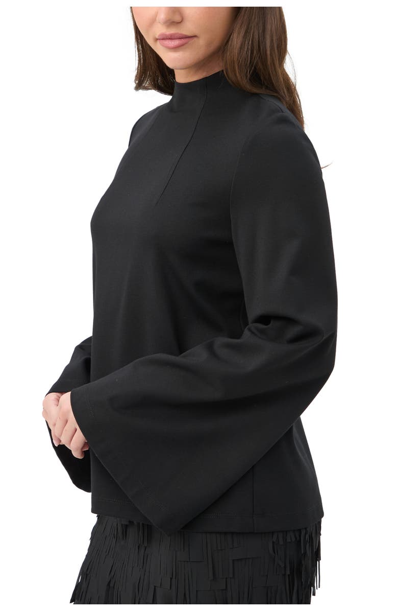 Trina Turk Duma High Neck Ponte Top, Alternate, color, Black