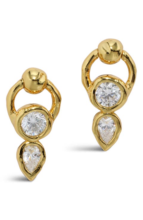 Asterales Cubic Zirconia Circle Post Earrings