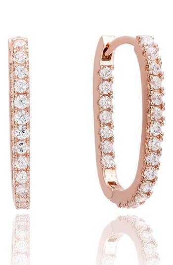 Suzy Levian Cubic Zirconia Hoop Earrings In Gold