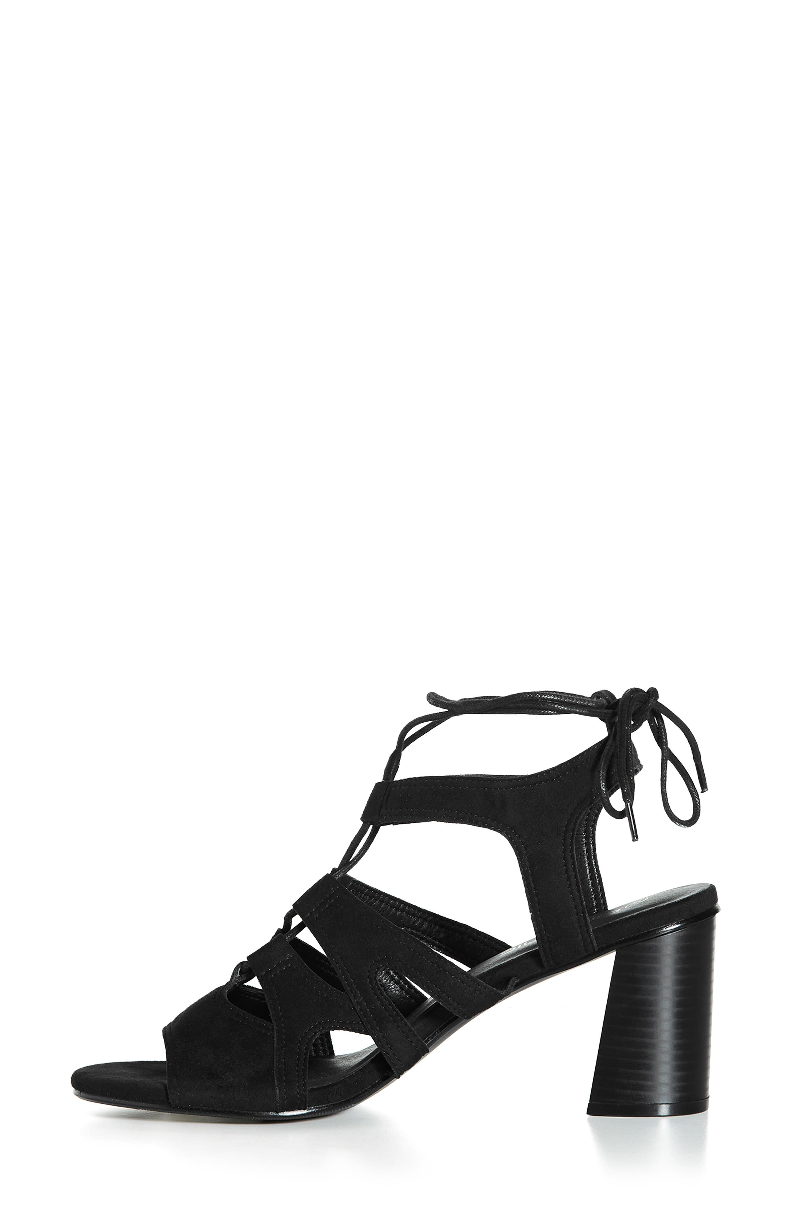 City Chic Lacey Ankle Tie Sandal, Alternate, color, Black