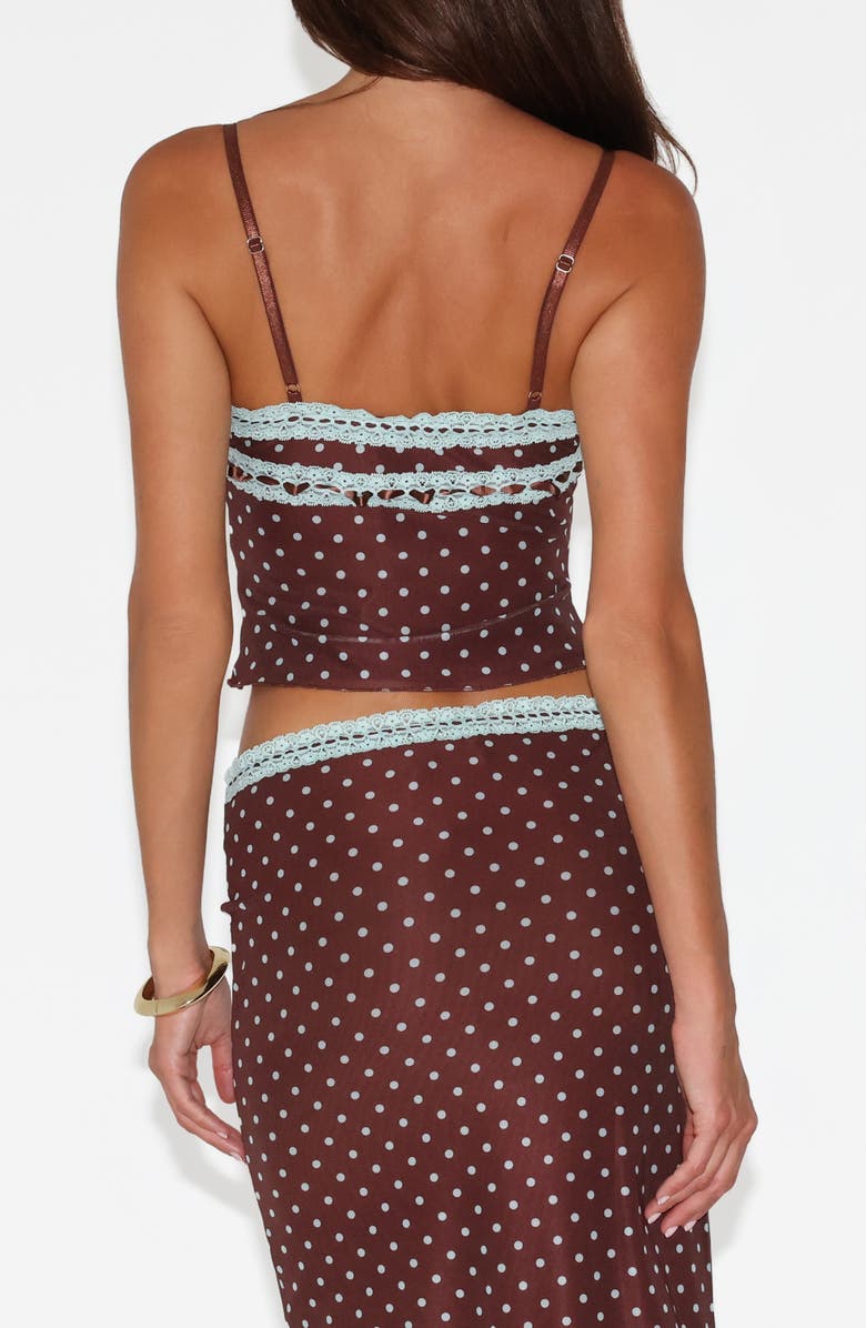 Tiger Mist Amara Lace Crop Camisole, Alternate, color, Brown/ Blue Polka Dot
