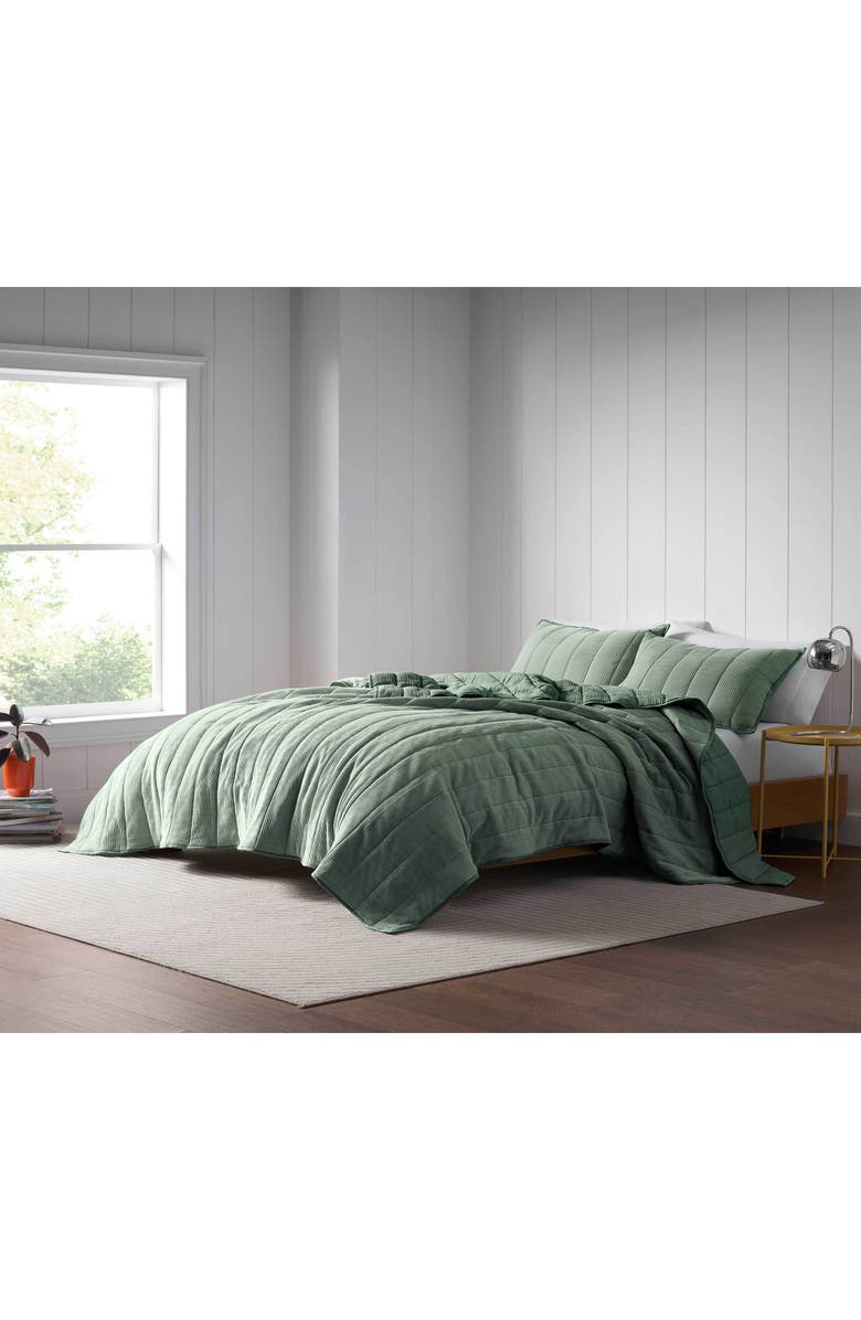 Martex Expression Teton Quilt Set, Alternate, color, Moss