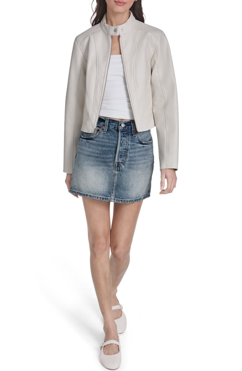 Levi's Faux Leather Racer Jacket, Alternate, color, Oyster