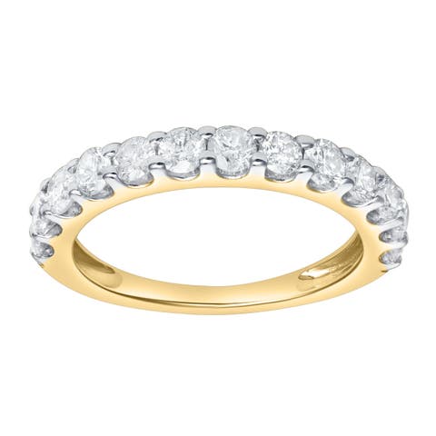Aria 14K Gold Round Diamond Studded Half Eternity Band Ring - 1 ct