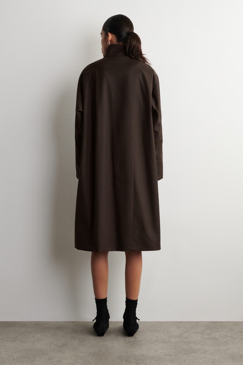 Oversized Mock-Neck Coat, Alternate, color, DARK BROWN