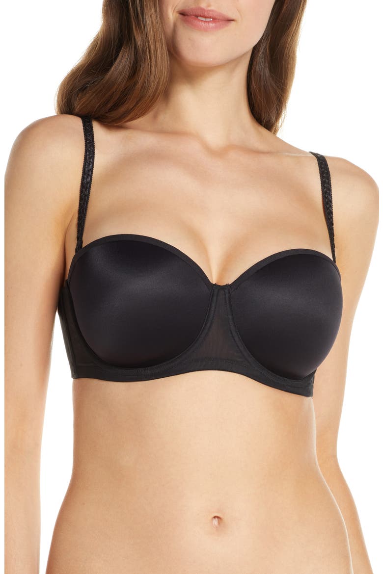 Soirée Convertible Strapless Underwire Bra, Alternate, color, BLACK