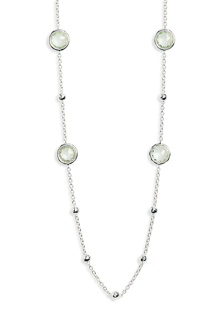 Lollipop® Ball & Stone Station Necklace, Main, color, SILVER/ GARNET