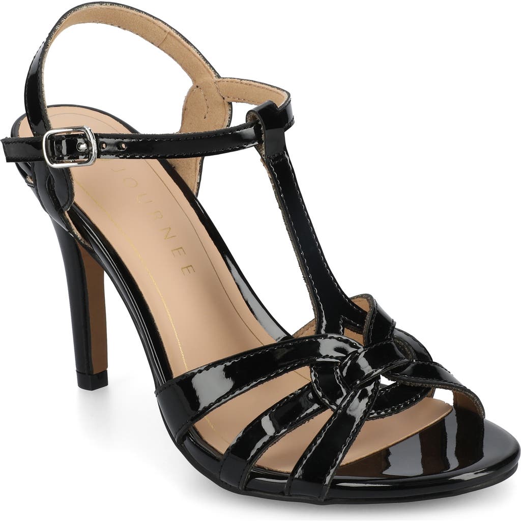 Journee Collection Valry Strappy Sandal In Patent/black