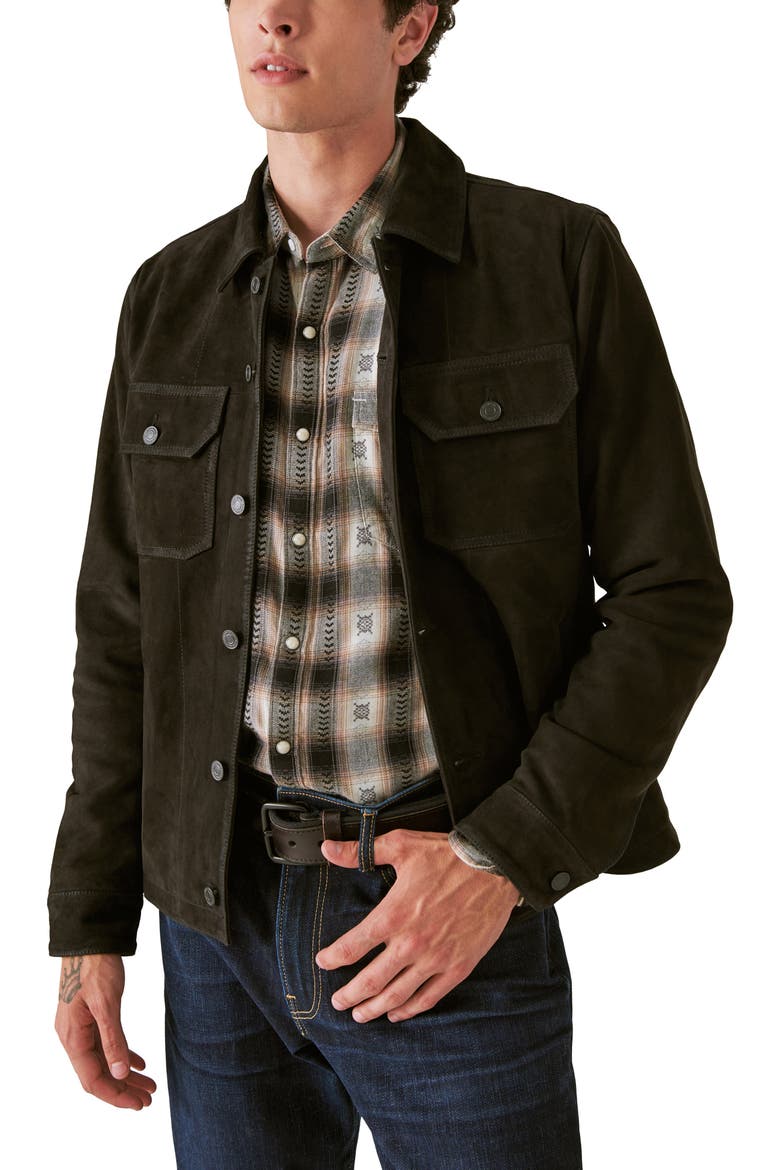 Suede Military Shirt Jacket, Alternate, color, BLACK
