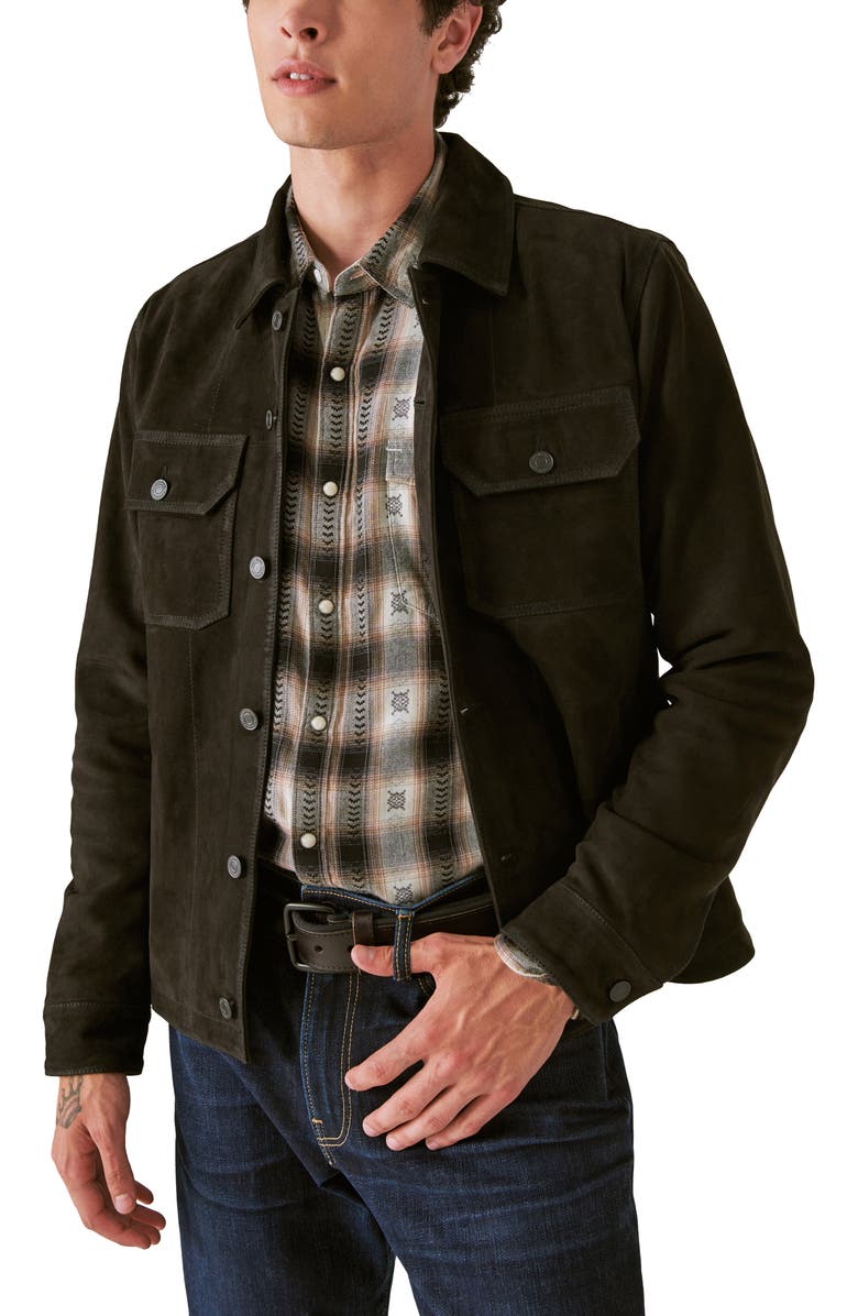Lucky Brand Suede Military Shirt Jacket, Alternate, color, Black