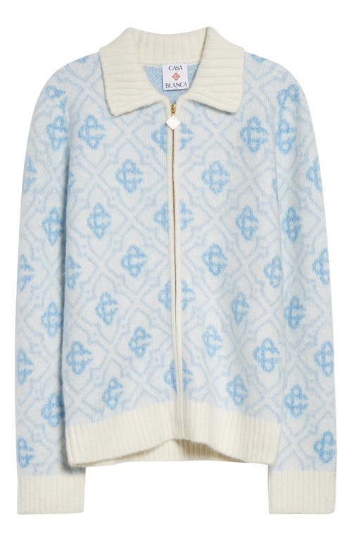 Casablanca Monogram Full Zip Cardigan In Brown