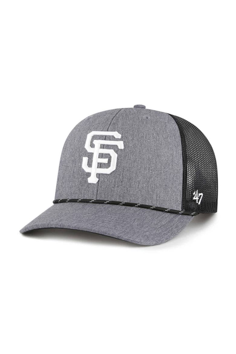 Men's '47 Charcoal San Francisco Giants Carbon Rope Trucker Adjustable Hat, Main, color, Charcoal
