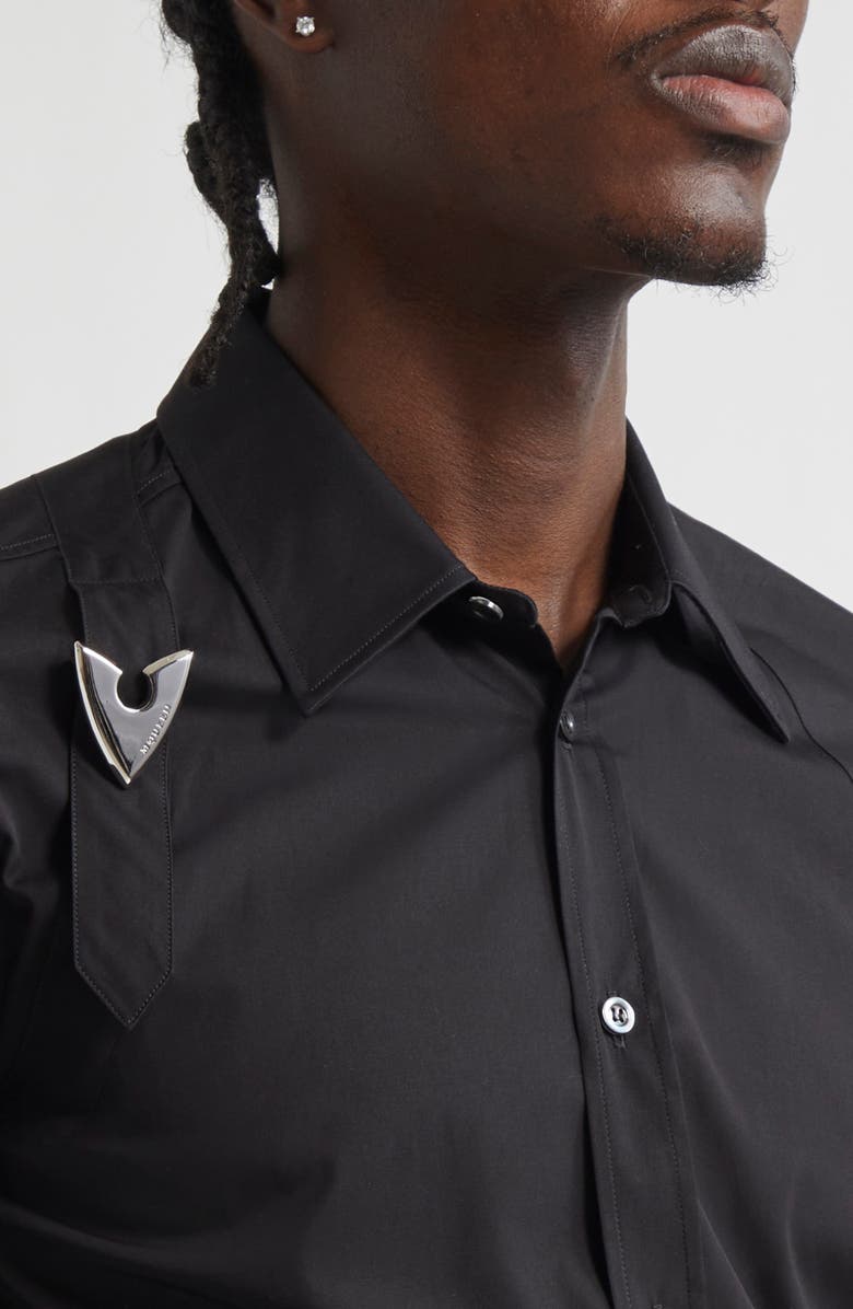 McQueen Arrow Harness Cotton Poplin Button-Up Shirt, Alternate, color, 