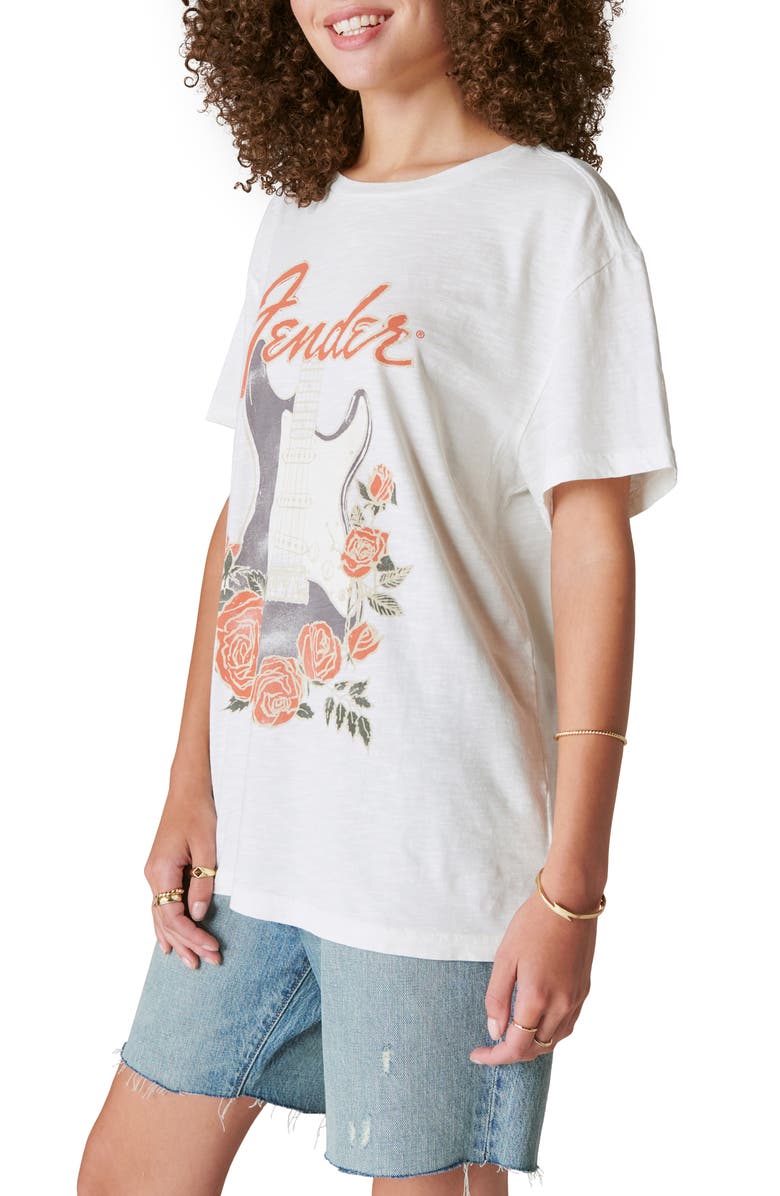Lucky Brand Fender Guitar Roses Graphic T-Shirt, Alternate, color, 