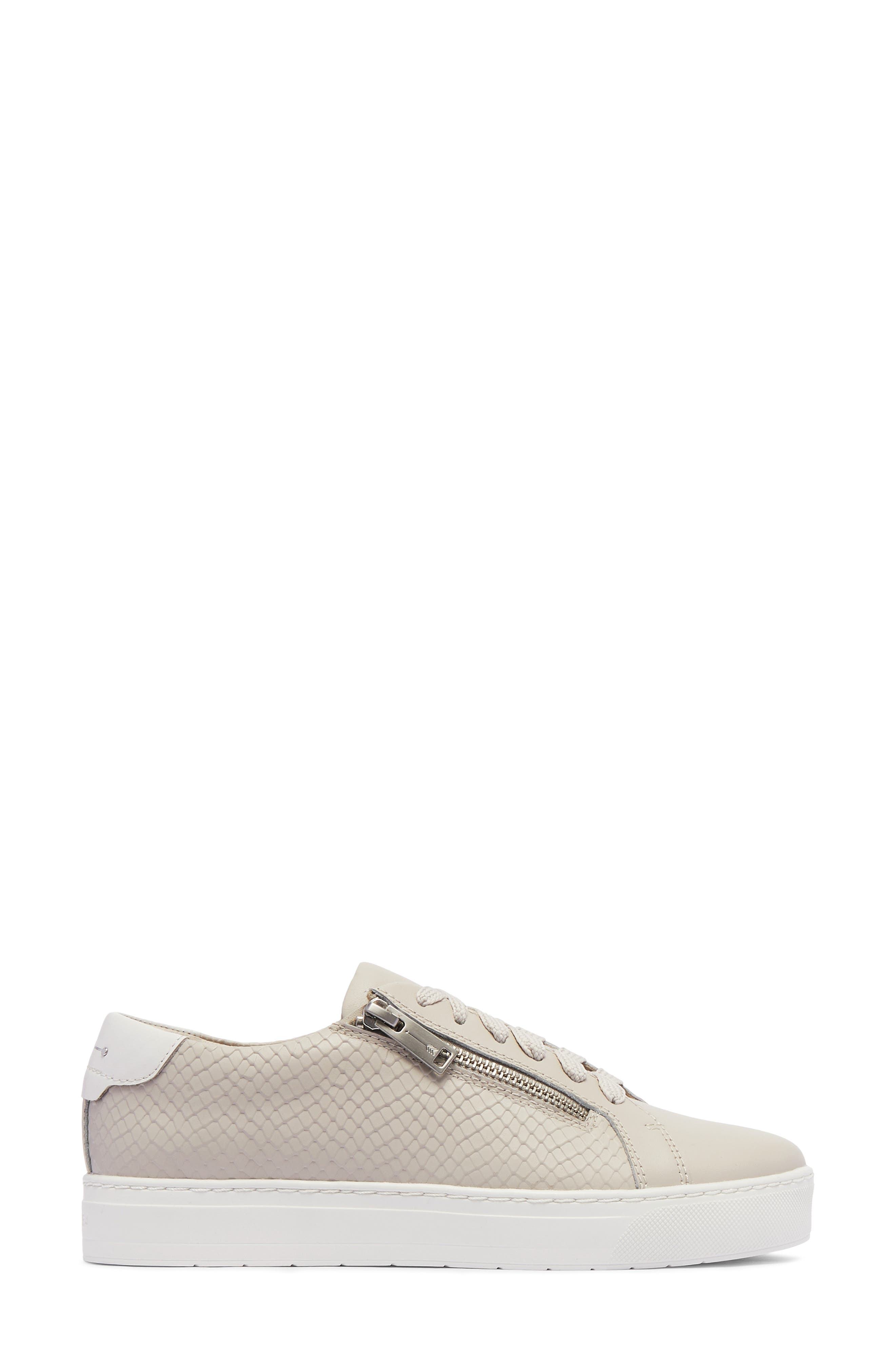 Billie II Zip Sneaker, Alternate, color, BONE GREY EMBOSS