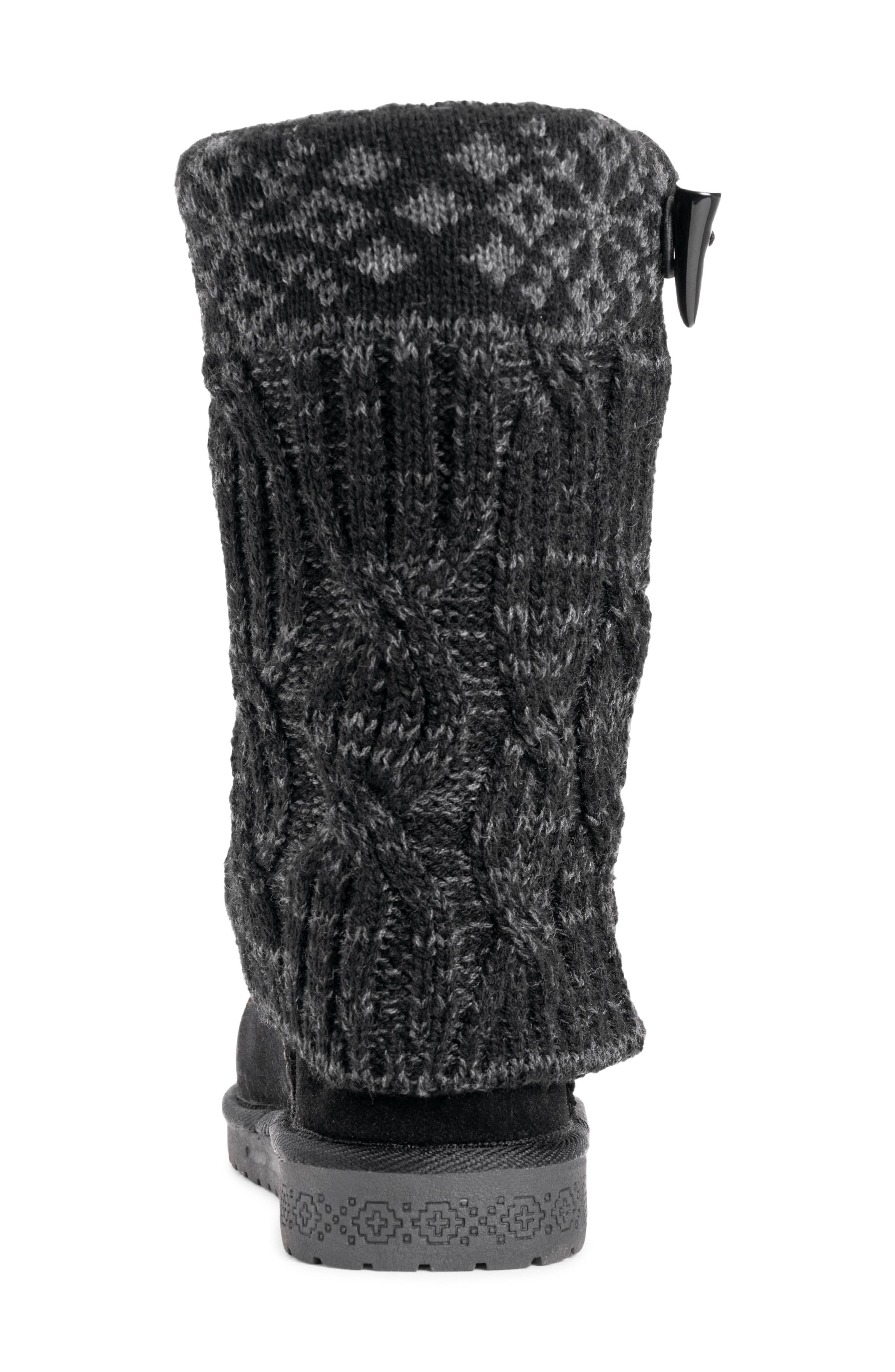 MUK LUKS ESSENTIALS Faux Shearling Lined Cable Knit Boot, Alternate, color, 