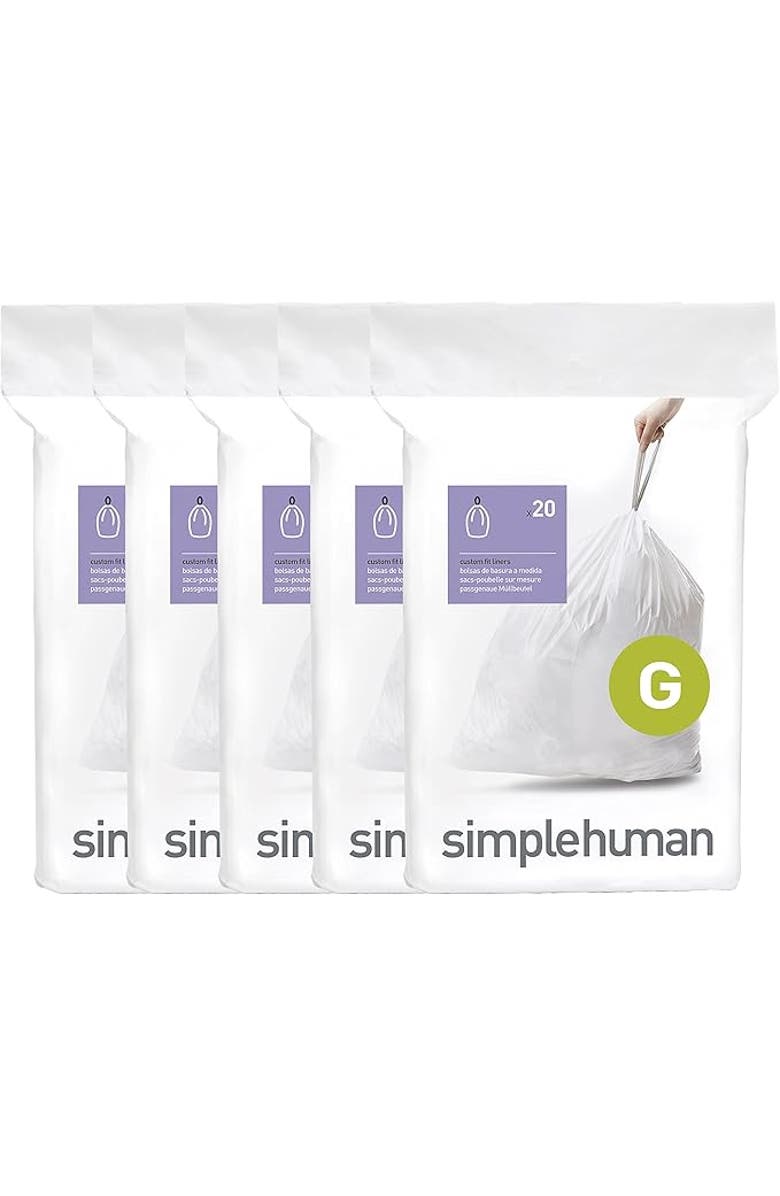 simplehuman Code G Custom Fit Liners with Quick Dispense Packs, Main, color, 100 Liners
