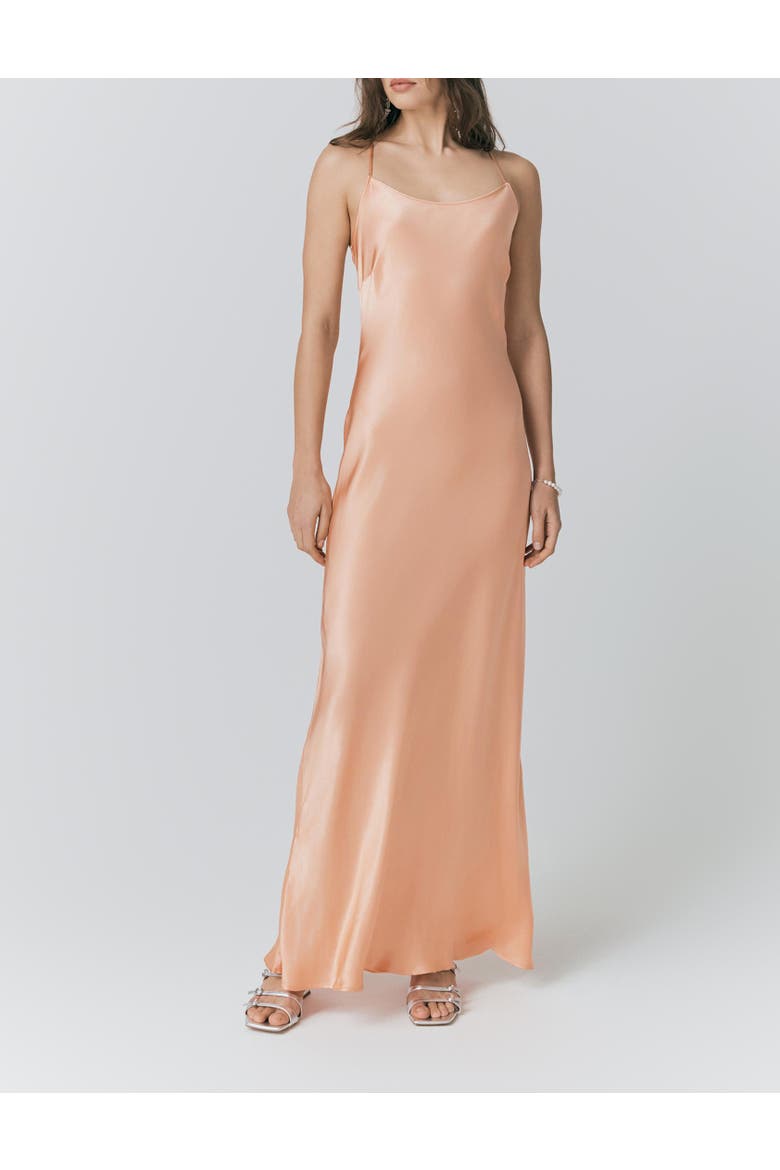 Kallie Satin Maxi Slip Dress, Alternate, color, Peach