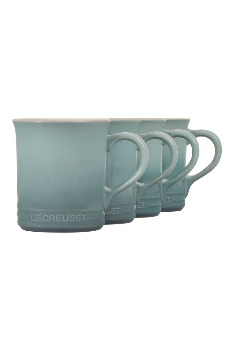 Set of Four 14-Ounce Stoneware Mugs, Alternate, color, SEA SALT