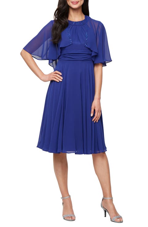 Beaded Detail Chiffon Dress with Jacket