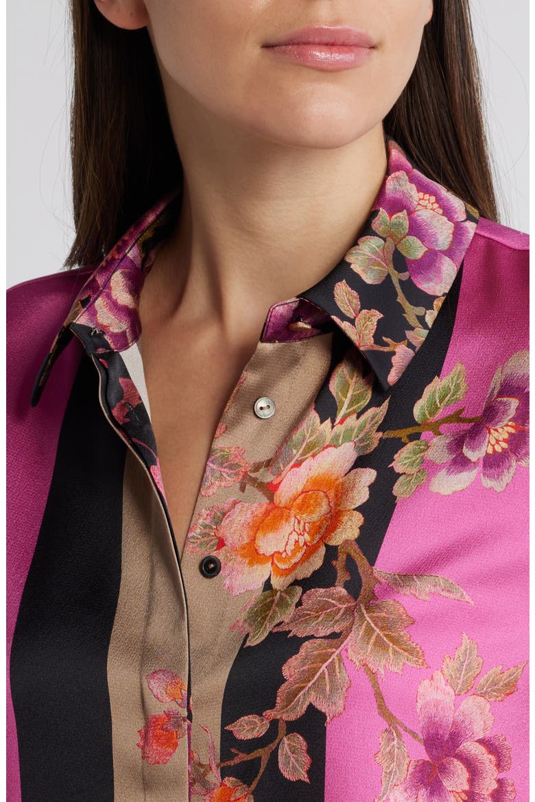 Sabrina Floral Button-Up Shirt, Alternate, color, PINK MULTI