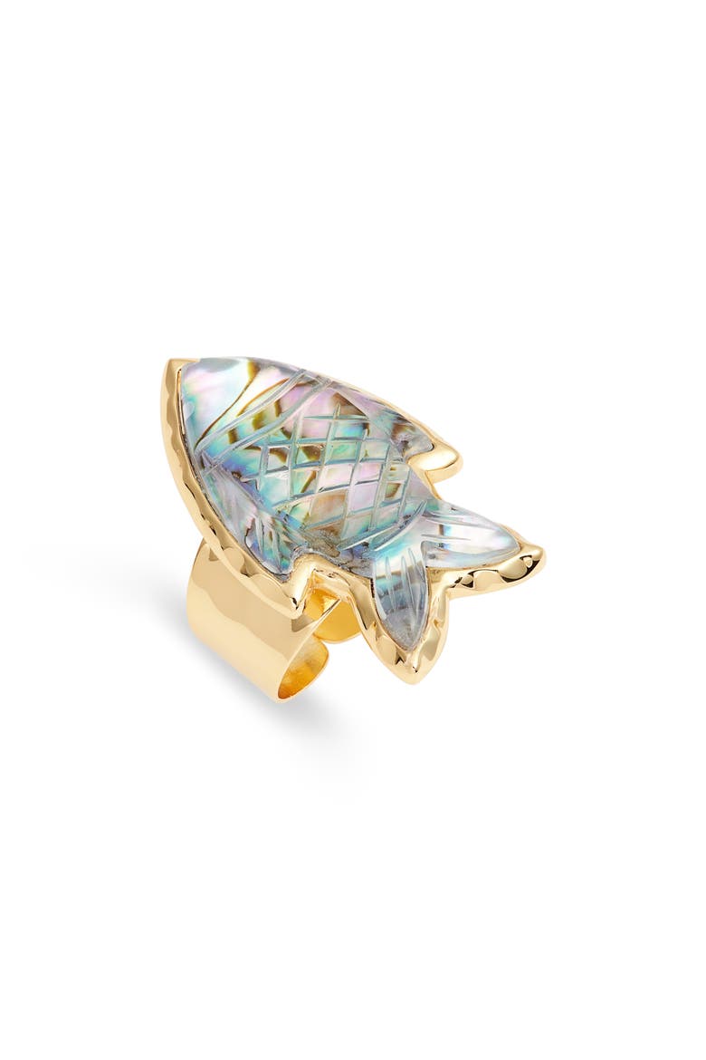 Abalone Fish Adjustable Ring, Main, color, BLUE MULTI