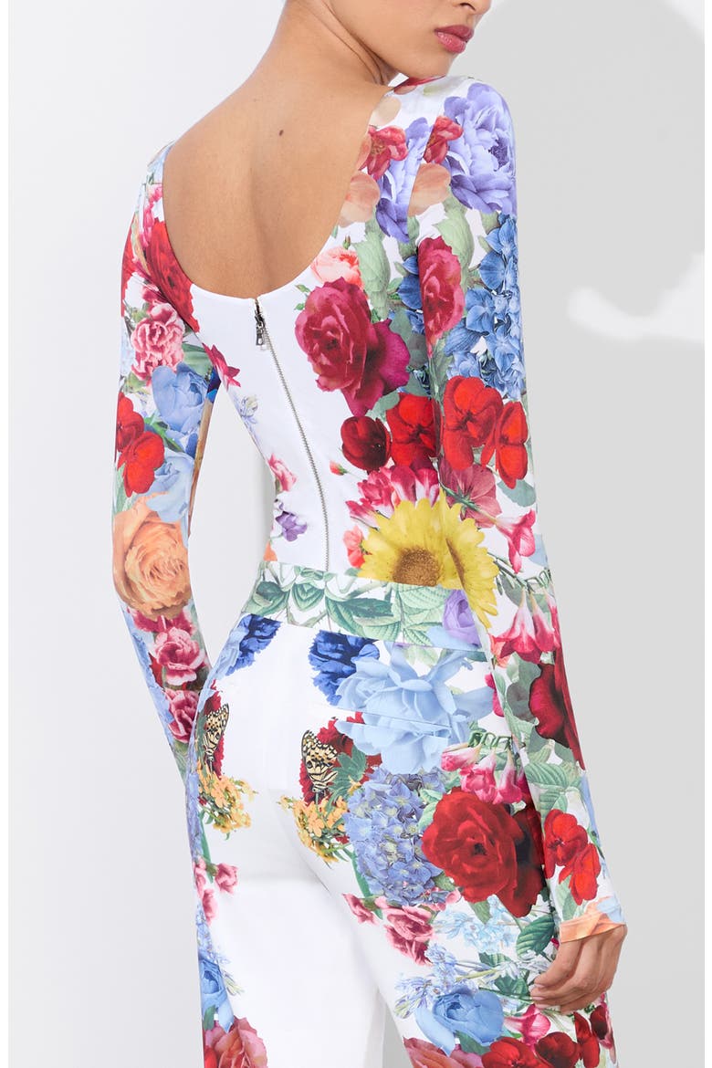 Rhys Floral Print Long Sleeve Bodysuit, Alternate, color, GARDEN BRUNCH OFF WHITE