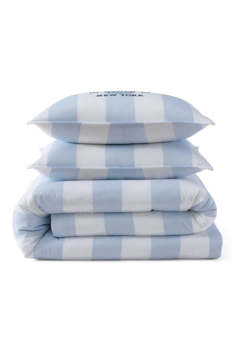 Berkely Stripe Comforter & Shams Set, Main, color, WHITE/ BOATHOUSE BLUE