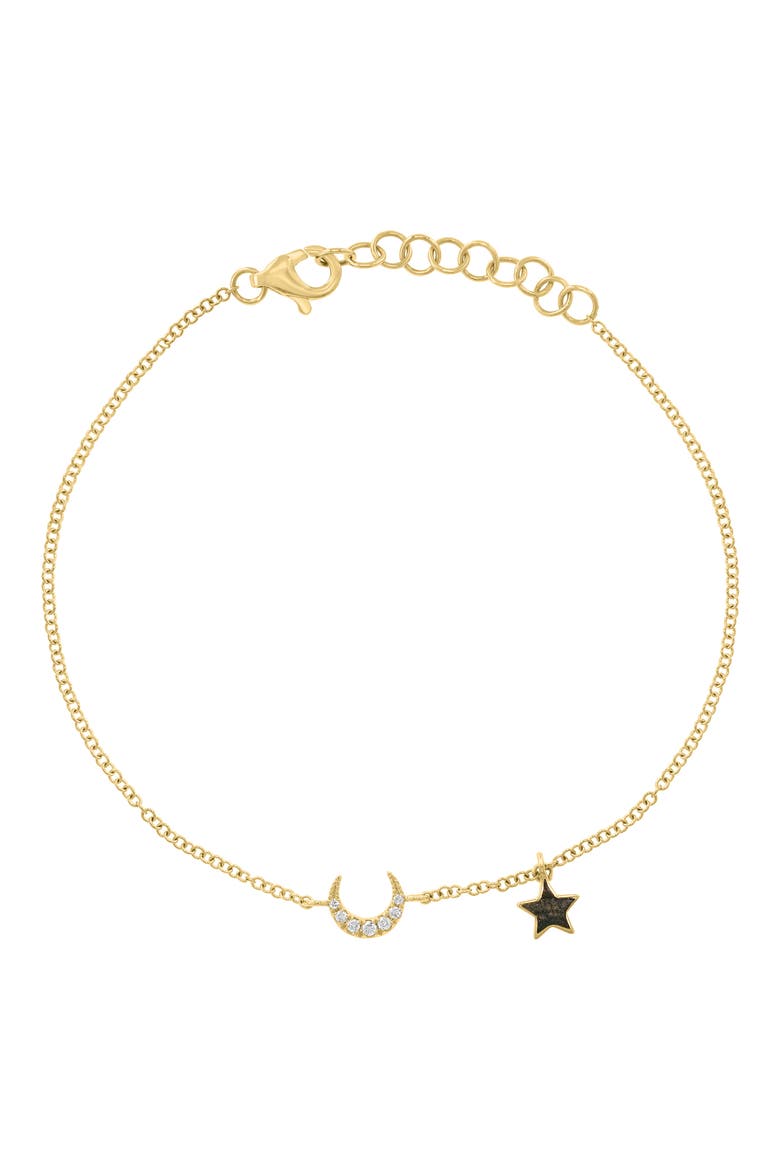 Diamond Crescent Moon & Enamel Star Charm Bracelet, Main, color, GOLD