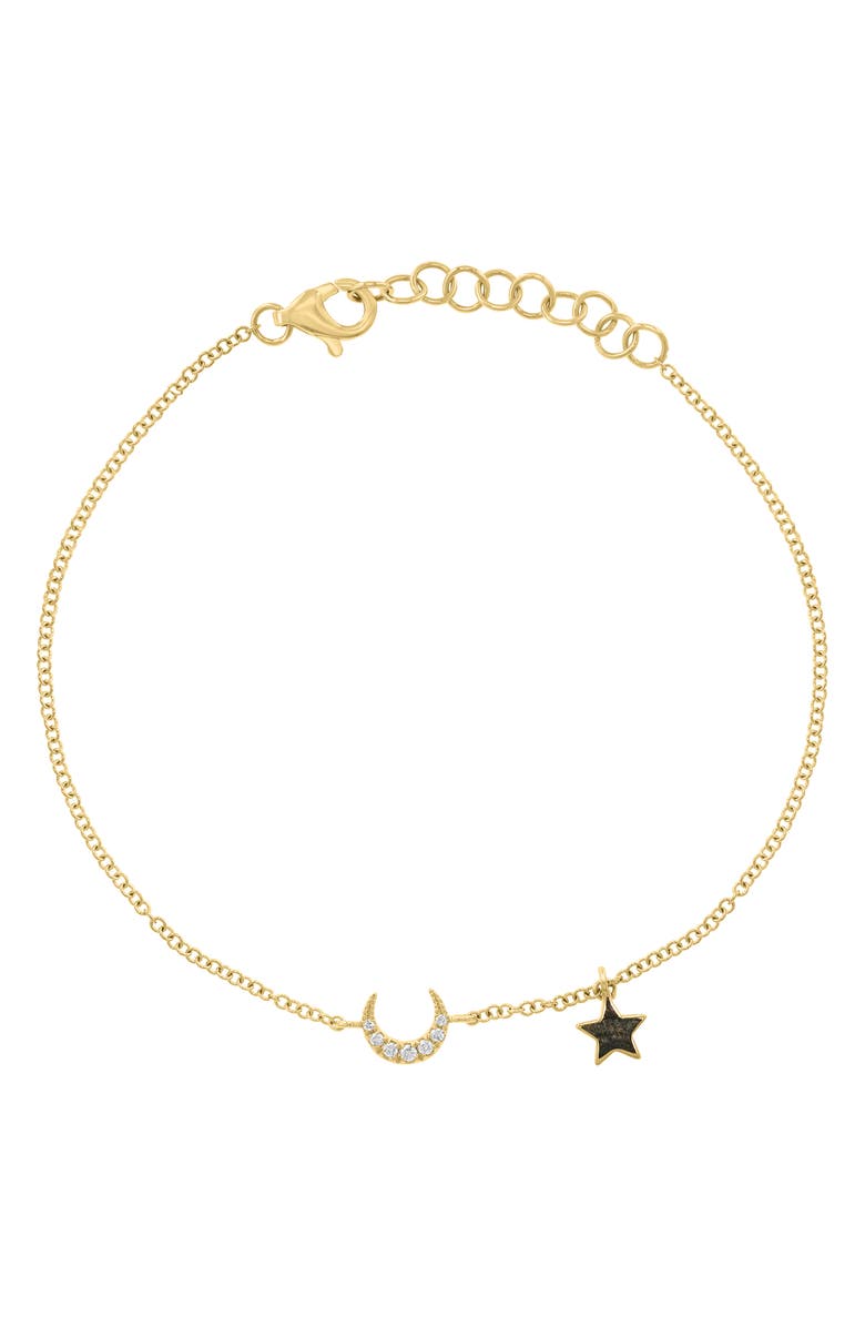 EFFY Diamond Crescent Moon & Enamel Star Charm Bracelet, Main, color, Gold