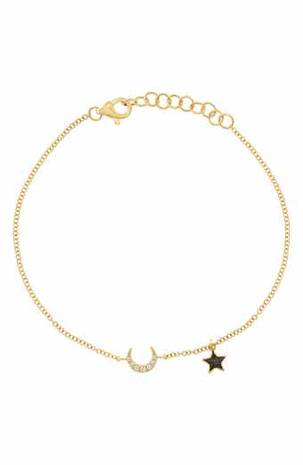 Diamond Crescent Moon & Enamel Star Charm Bracelet