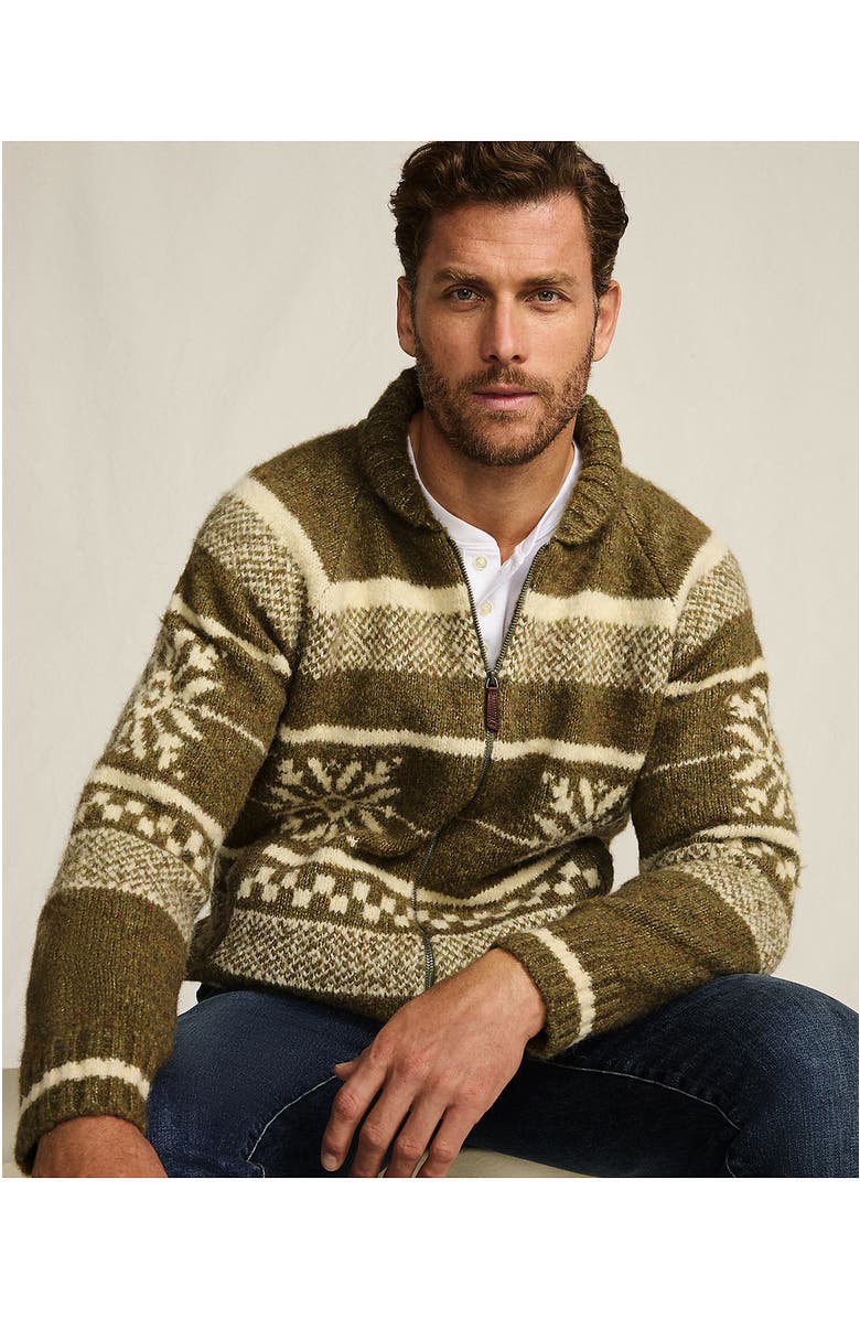 Lands' End Long Sleeve Wool Blend Full Zip Cardigan, Alternate, color, Green Heather