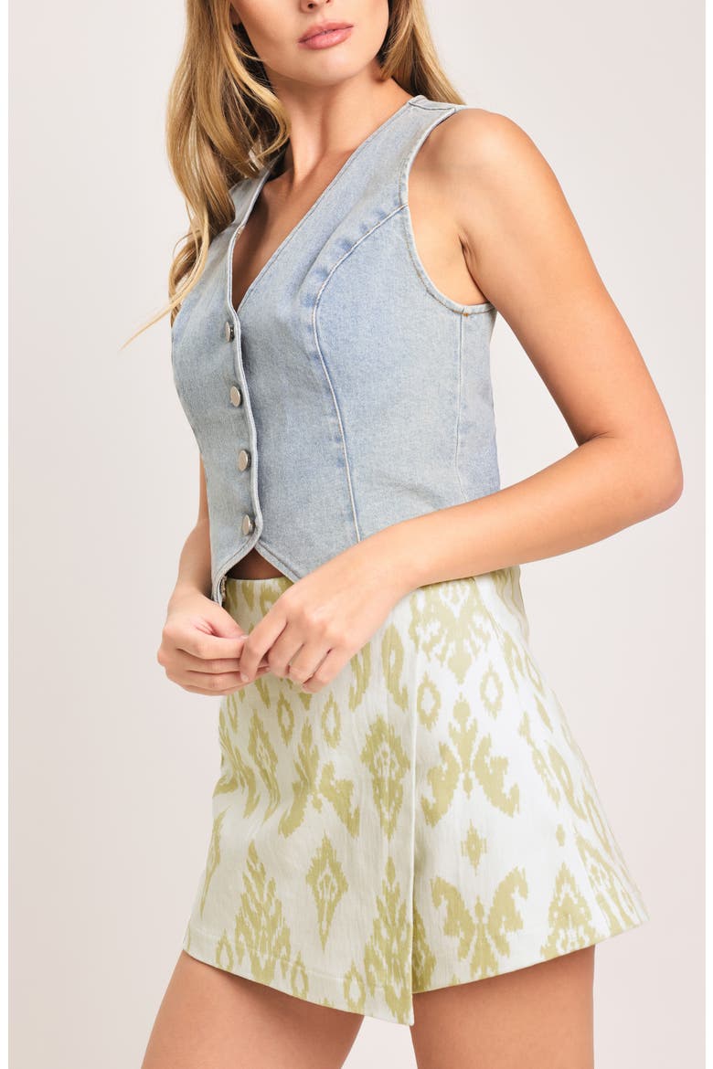 Ikat Twill Skort, Alternate, color, IVORY