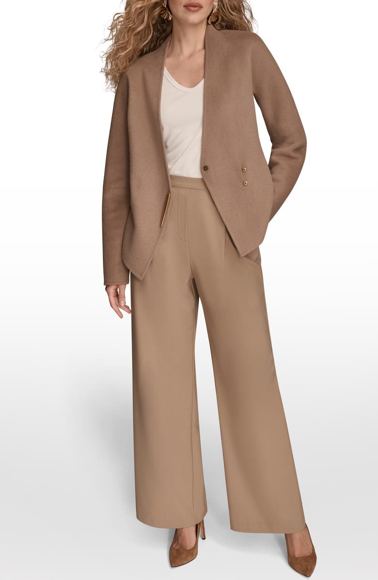 Donna Karan New York Asymmetric Wool Blend Jacket, Alternate, color, Chocolate