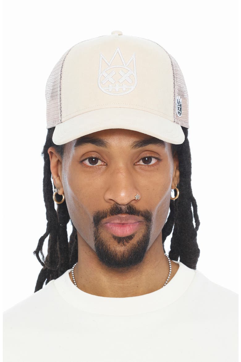 Logo Mesh Back Trucker Cap, Alternate, color, CREAM