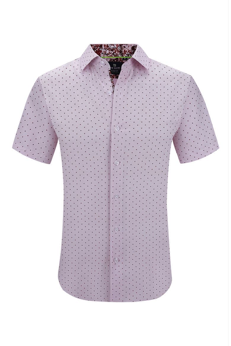 Slim Fit Performance Short Sleeve Button-Up Shirt, Alternate, color, LIGHT PINK WHITE