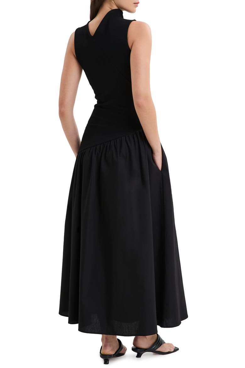 Hutton Sleeveless Mixed Media Maxi Dress, Alternate, color, BLACK