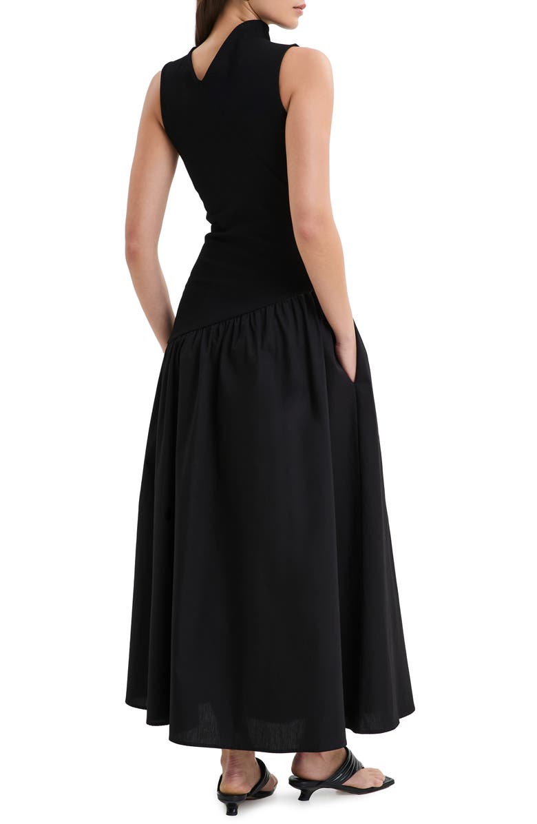 Marcella Hutton Sleeveless Mixed Media Maxi Dress, Alternate, color, Black