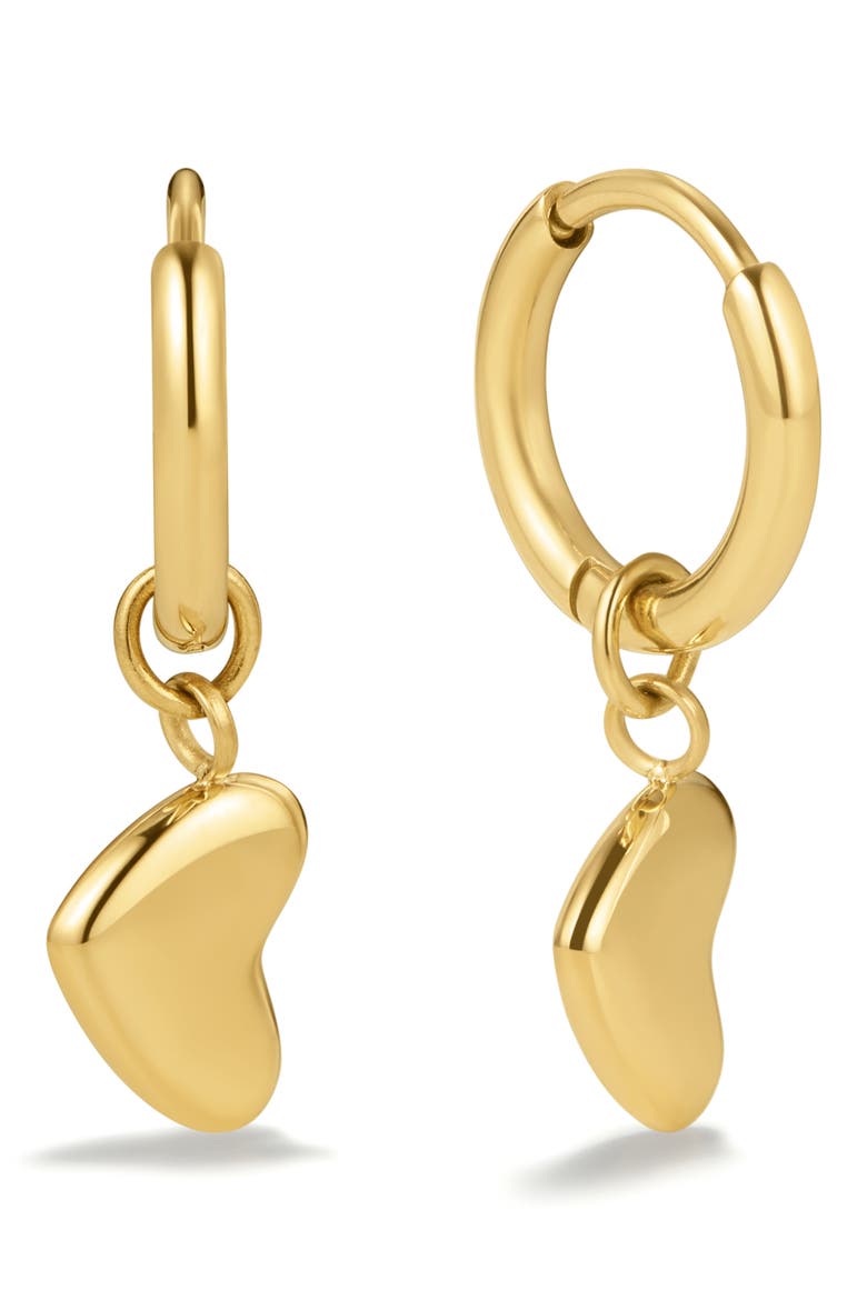 Bubble Heart Huggie Hoop Drop Earrings, Main, color, GOLD