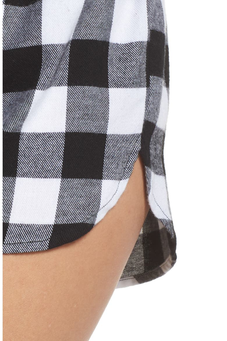 Tie Waist Flannel Shorts, Alternate, color, BLACK BUFFALO PLAID